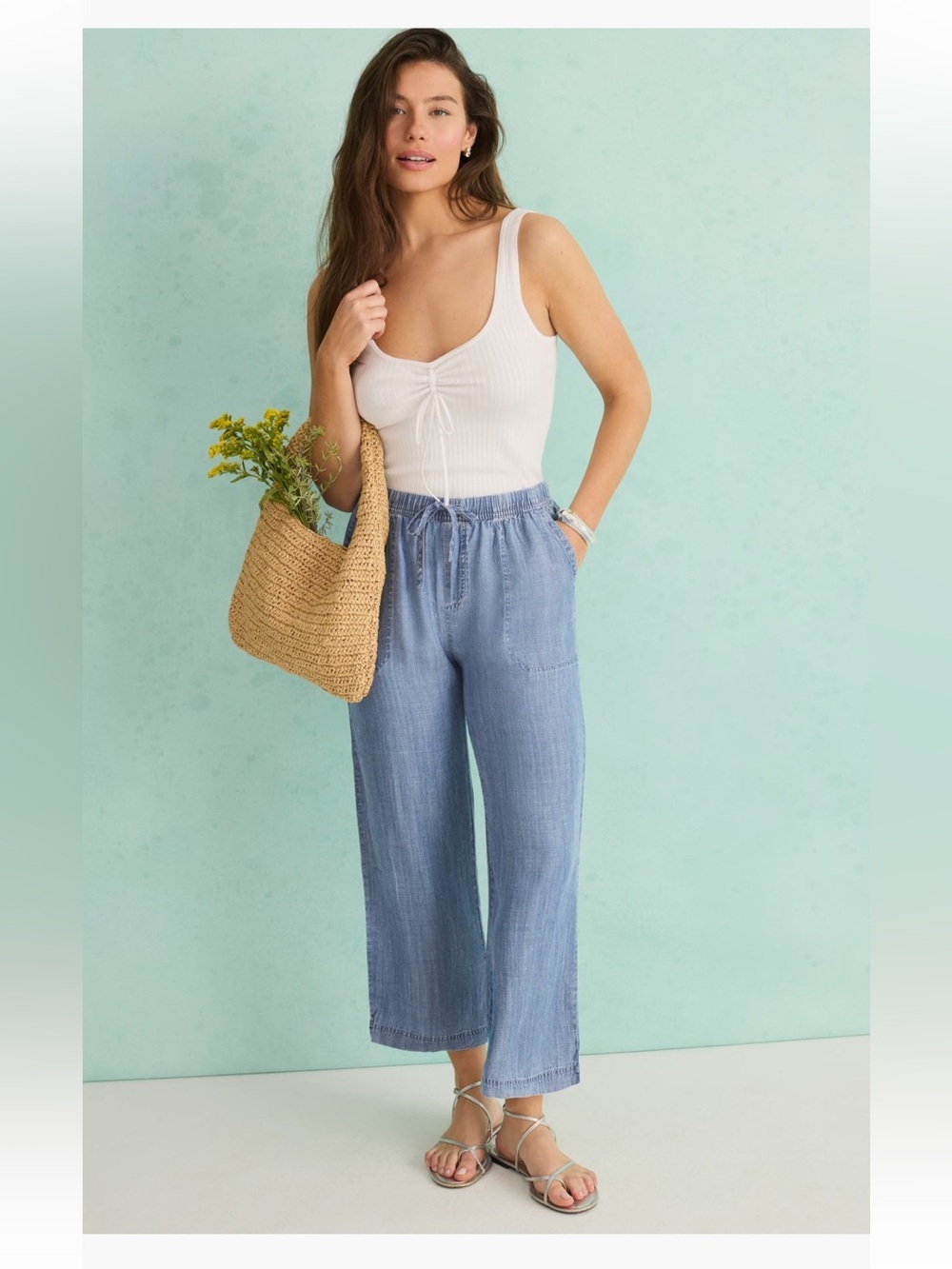 SPLENDID Wide Leg Pant - Lightweight Blue Denim - Size XL - Angie Indigo Pants